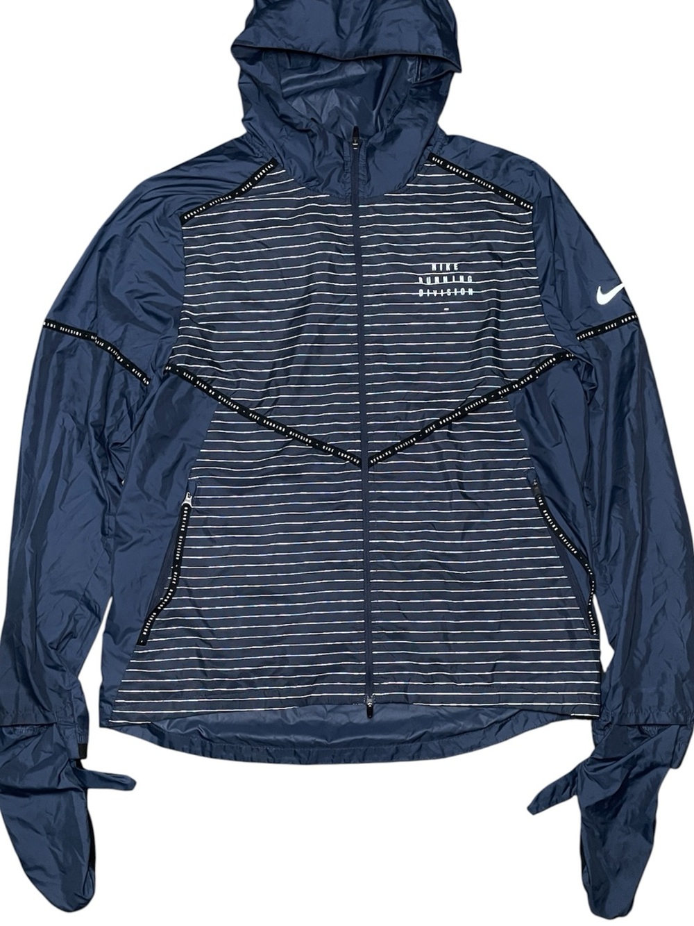NIKE Run Division Storm Fit Windbreaker Jacket Hoodie Mens Medium With Mittens